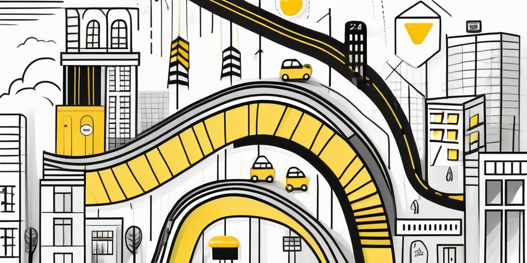 A winding path through various iconic retail and digital landscapes