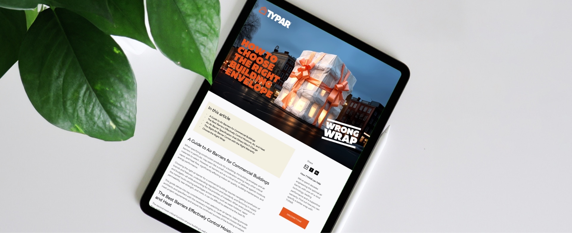 a tablet showing designs applications developed for Typar