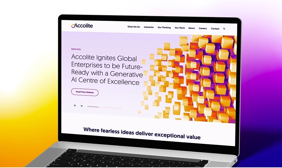 A mobile phone showing the Accolite website