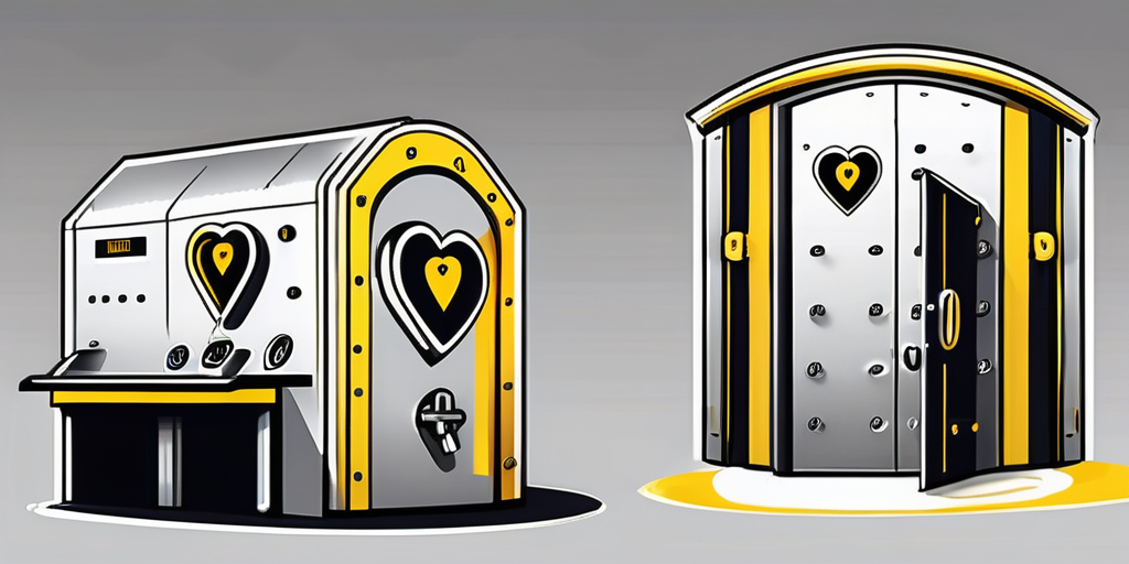 A sturdy bank vault with a keyhole in the shape of a heart