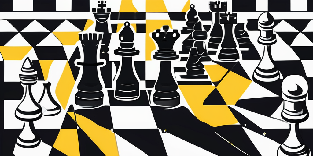 A chessboard with traditional chess pieces on one side and futuristic ai-inspired pieces on the other