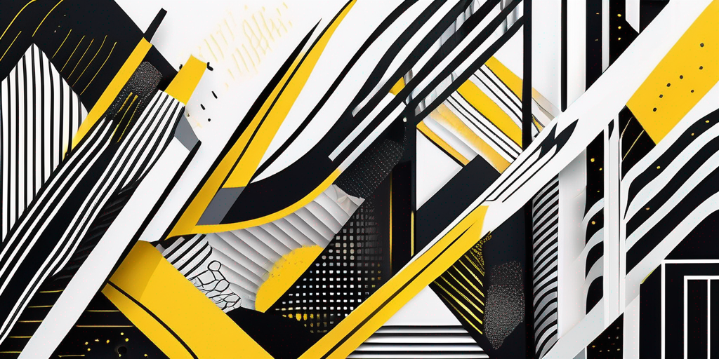 A futuristic digital canvas with abstract shapes and patterns