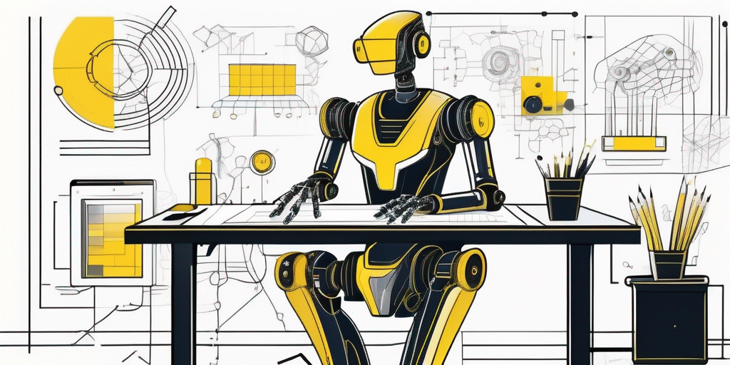 An ai robot at a drafting table