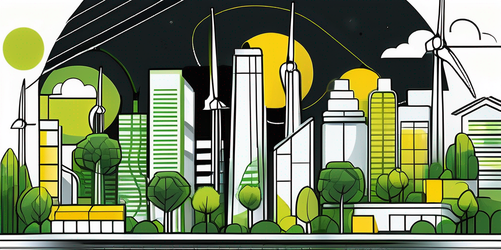 A cityscape with futuristic buildings