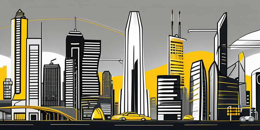 A futuristic cityscape with skyscrapers