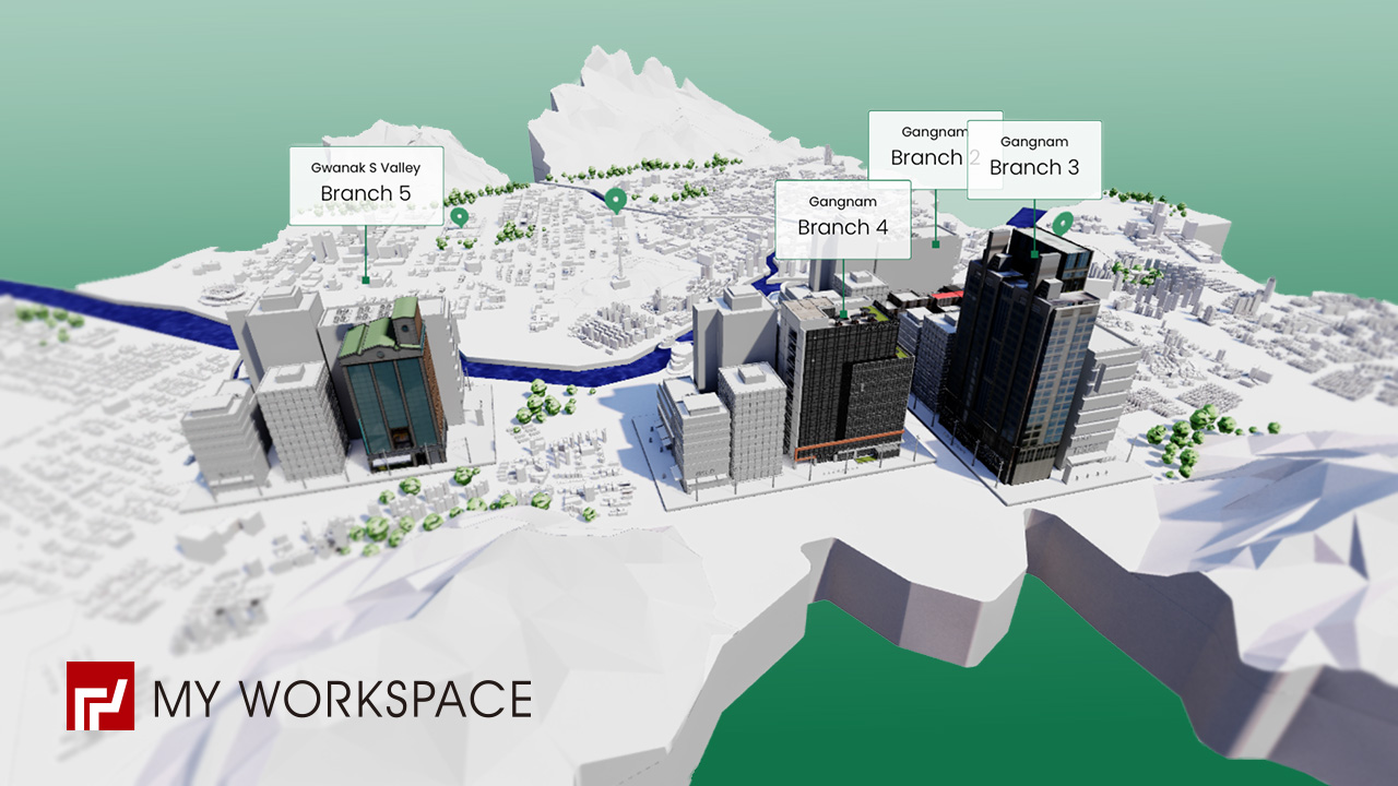 The My Workspace coworking office branches in Seoul Korea.