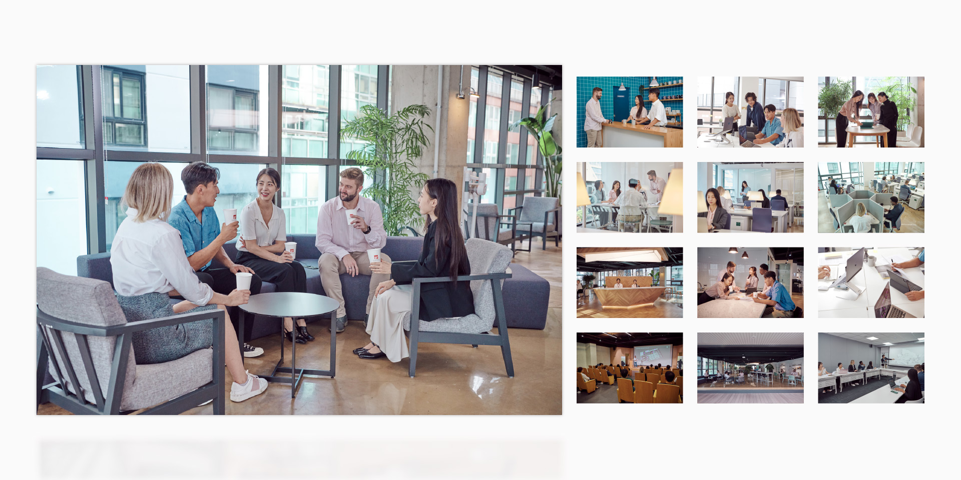 Images from a My Workspace photoshoot showing people working in coworking environments.