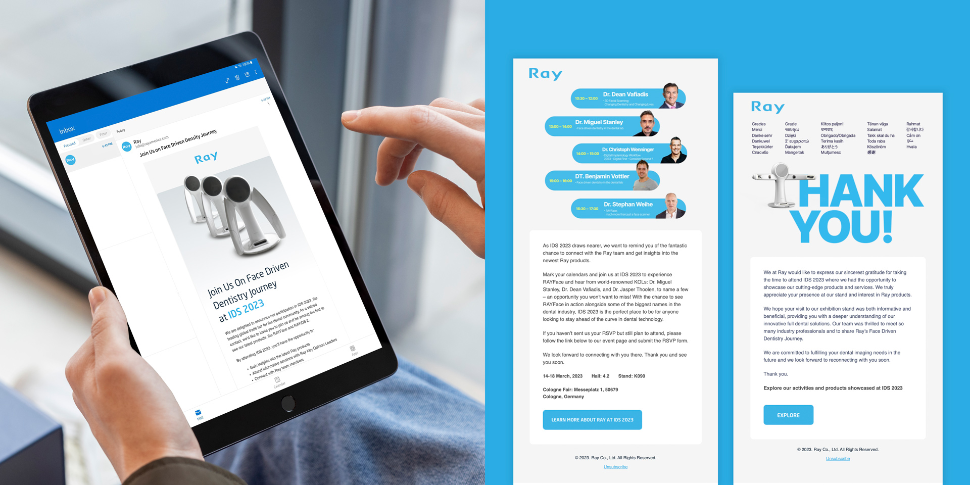 Ray Medical’s HubSpot CRM Richmails being viewed through an iPad by a client. HubSpot CRM Richmail for Ray Medical’s Marketing Promotions.