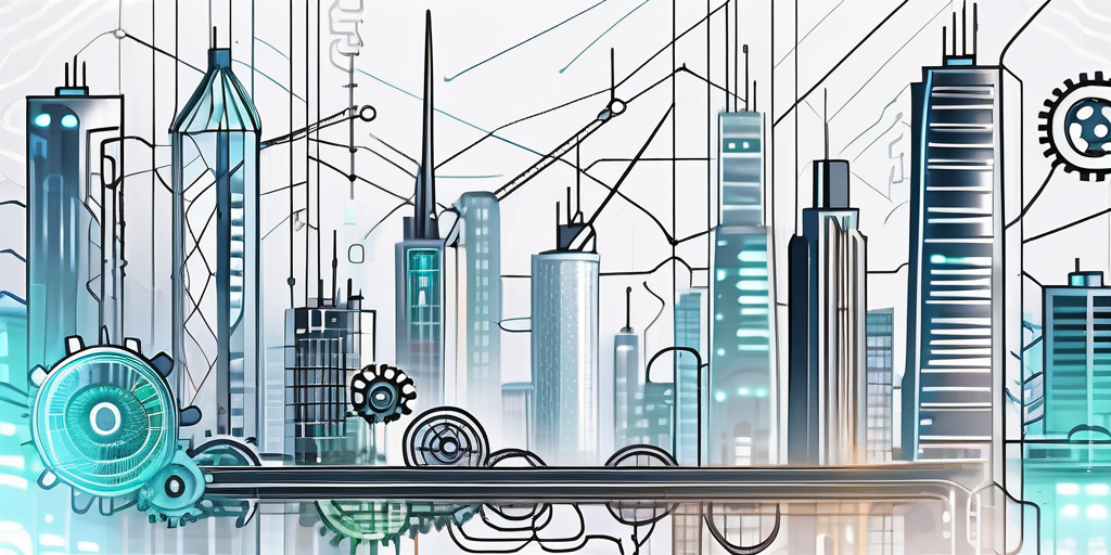 A futuristic cityscape with skyscrapers representing branding agencies