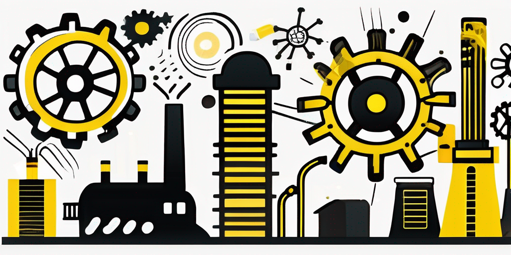 A large magnet attracting various industrial symbols (like gears