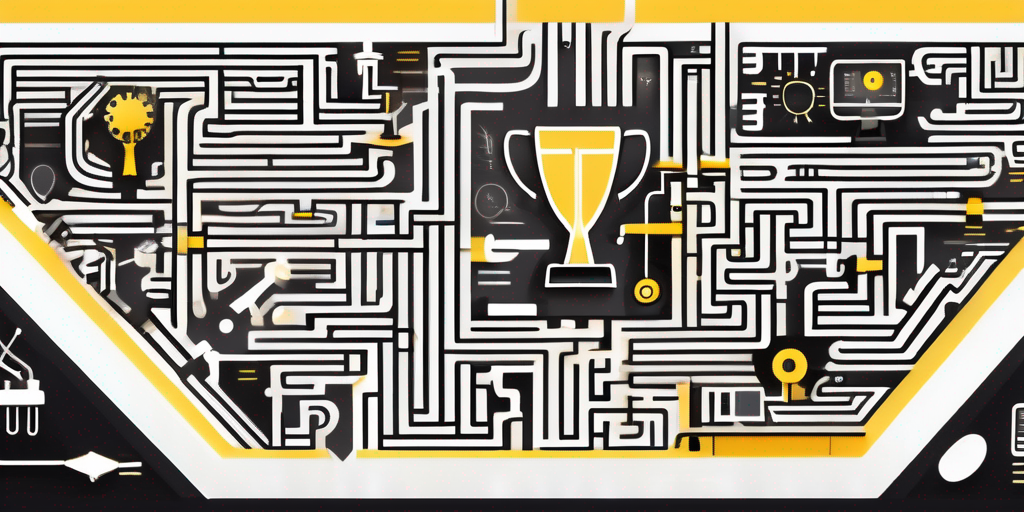 A complex digital maze representing tech challenges