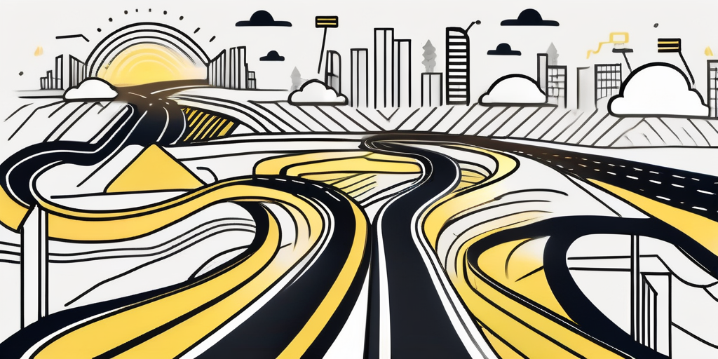 A winding road that symbolizes the journey of digital transformation