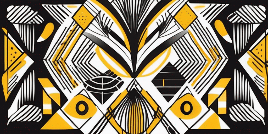 An abstract representation of diverse cultural symbols and patterns interwoven harmoniously to convey the essence of inclusivity and community in design