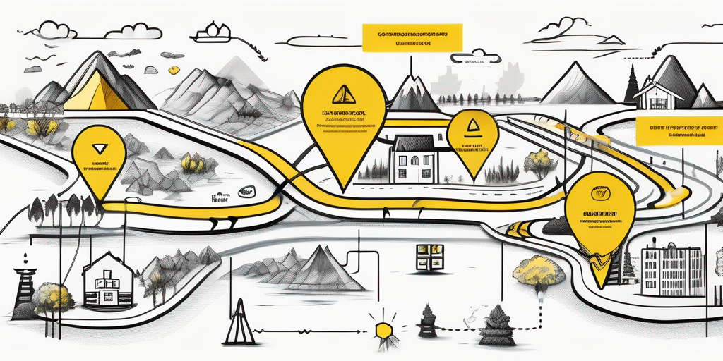 An intricate map that visually represents the various stages of the customer journey