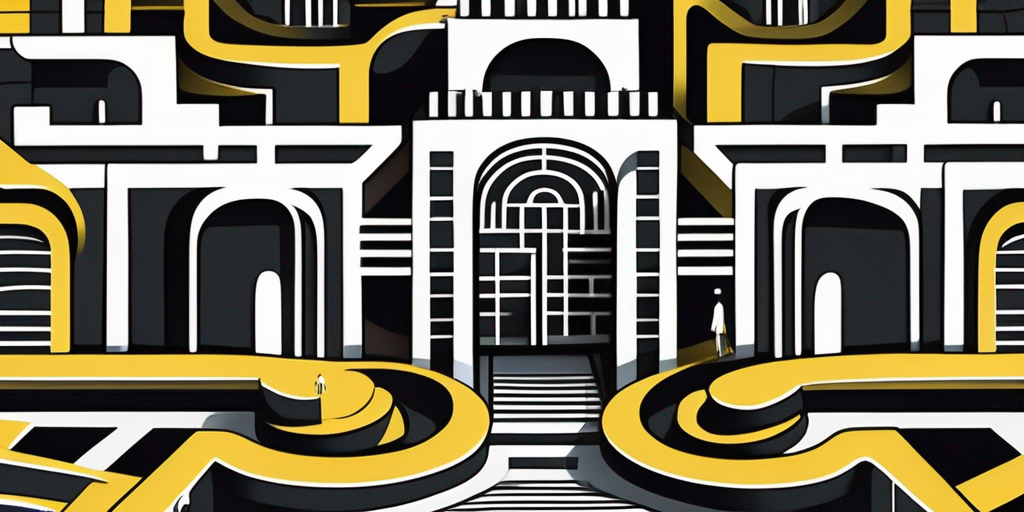 An intricate maze that visually represents the contrasting paths of a branded house and a house of brands