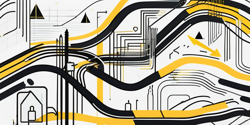 An abstract representation of a digital landscape featuring interconnected data streams