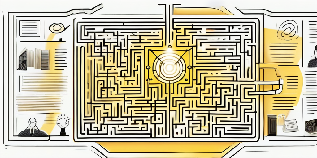An intricate maze made of various legal documents and privacy symbols