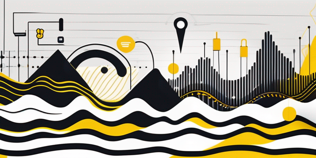 An abstract representation of sound waves and digital signals intertwining with various social media icons