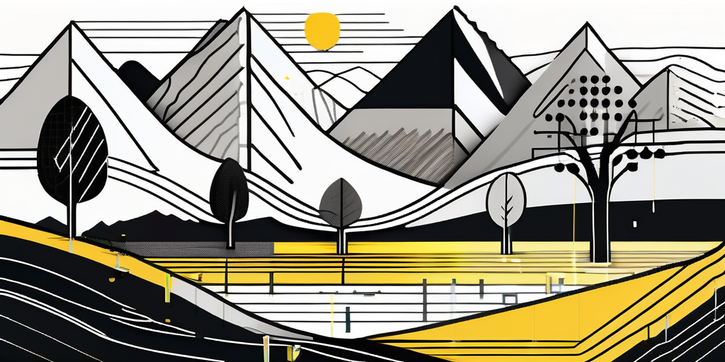 An abstract landscape that seamlessly merges digital elements