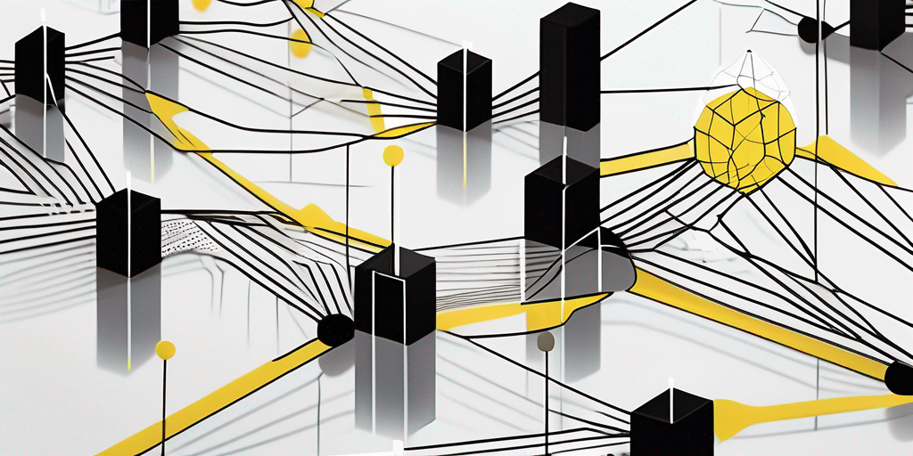 An abstract representation of a digital landscape filled with interconnected data nodes and transparent layers