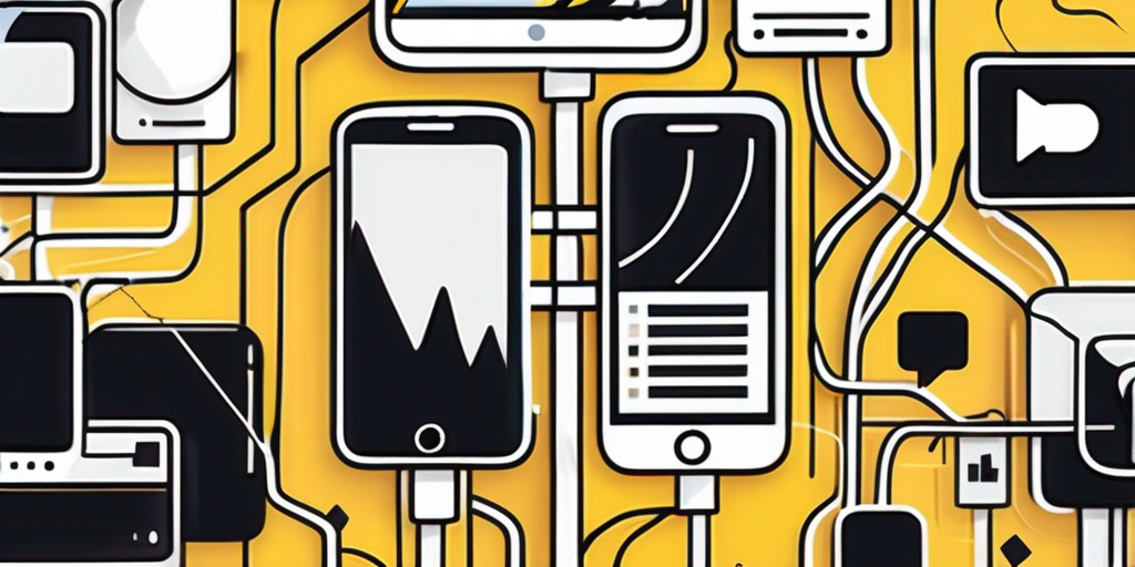 An abstract digital landscape filled with vibrant social media icons