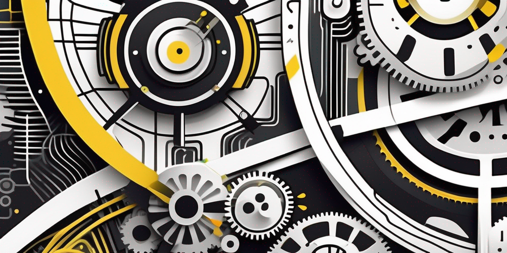 An abstract landscape that blends elements of technology