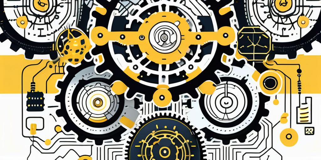 An intricate network of interconnected gears and circuits