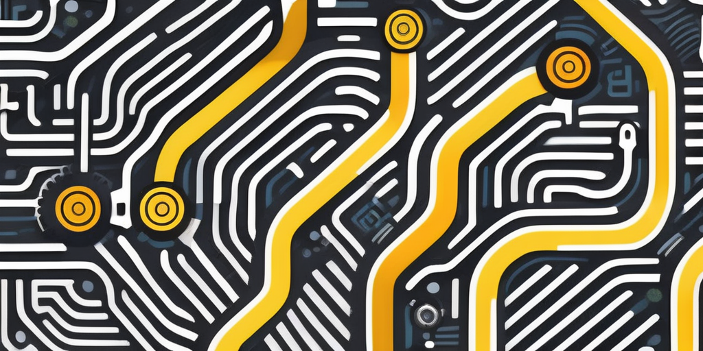 An abstract maze made of interconnected gears and pathways