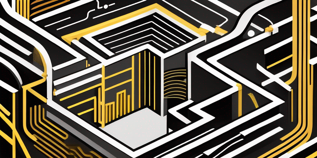 An intricate maze made of various content elements like graphs