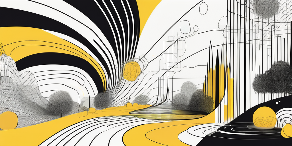 An abstract representation of a virtual reality landscape filled with dynamic