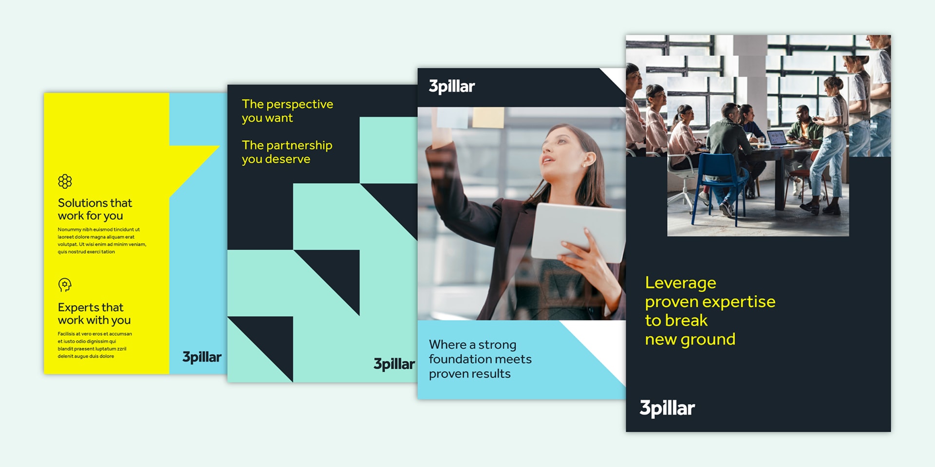 a 3Pillar brochure displayed, showcasing different business services and information