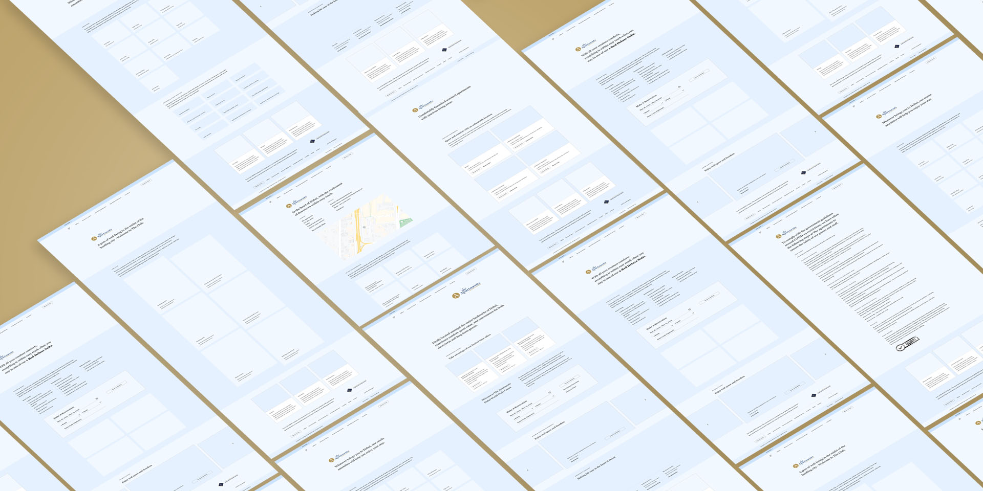 Wireframes of the DWTC The Apartments’ website built on Jamstack architecture with Umbraco Heartcore, ensuring optimal performance and content efficiency.