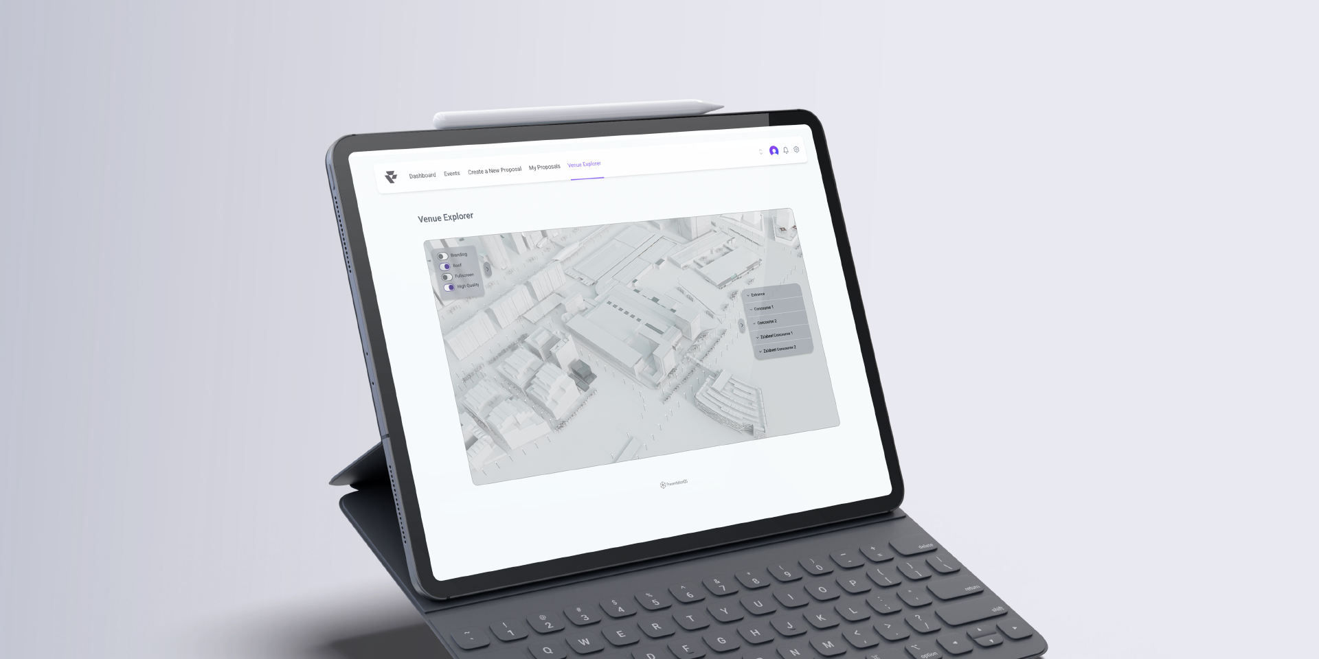 OMNRAE created a highly accurate, scalable 3D model of the DWTC campus and seamlessly integrated it into an interactive platform accessible via both web and iPad.