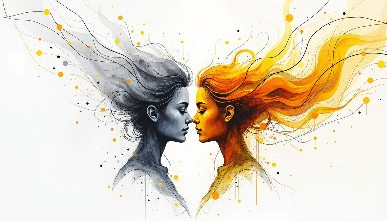 An abstract representation of intertwined digital and organic elements