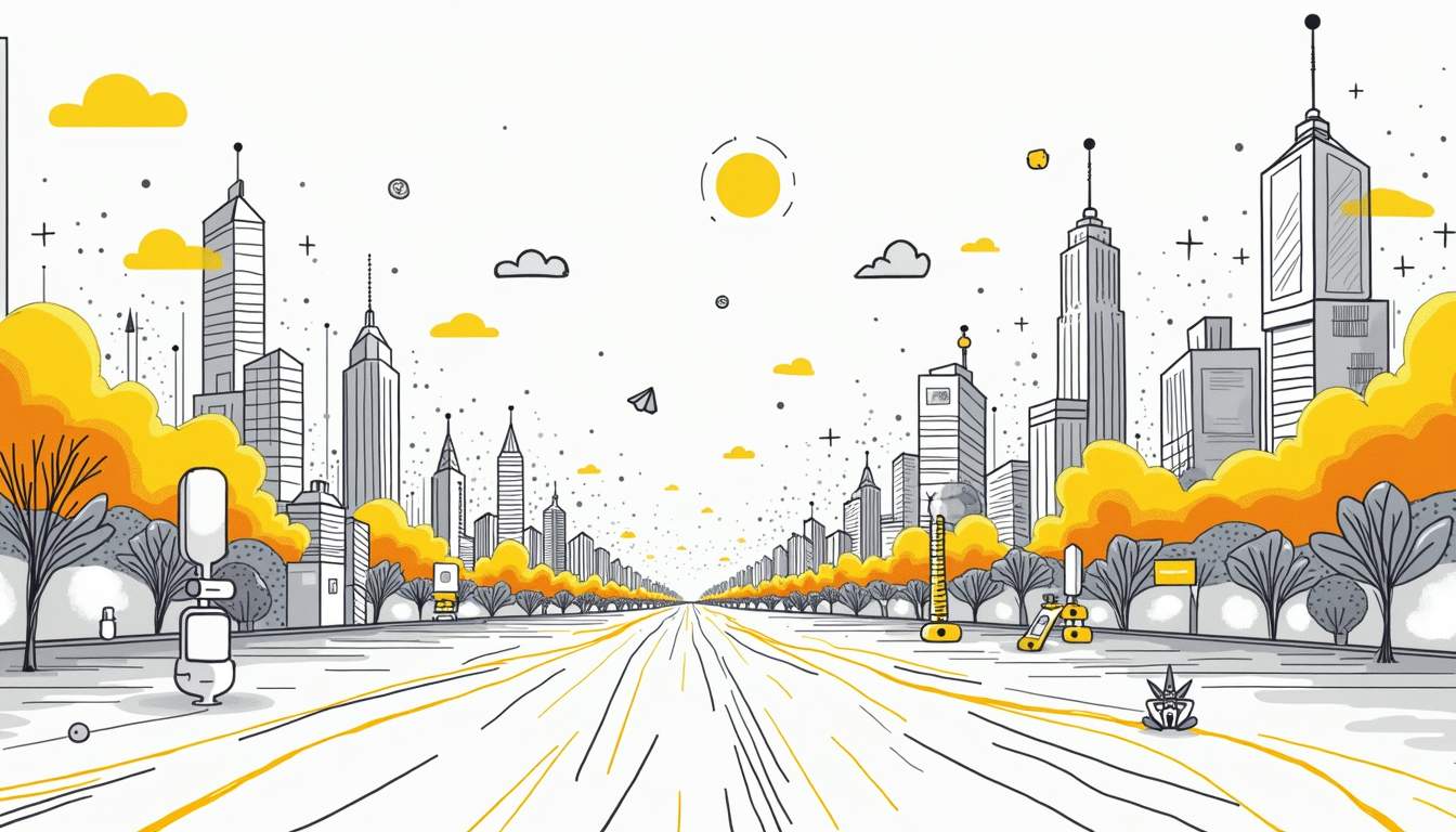 An abstract representation of a digital landscape where chatbots