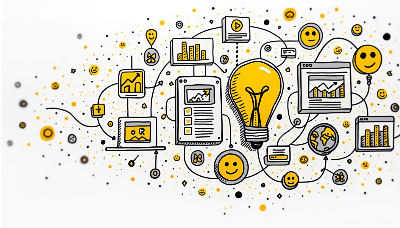 A vibrant representation of a digital network interconnected with black lines