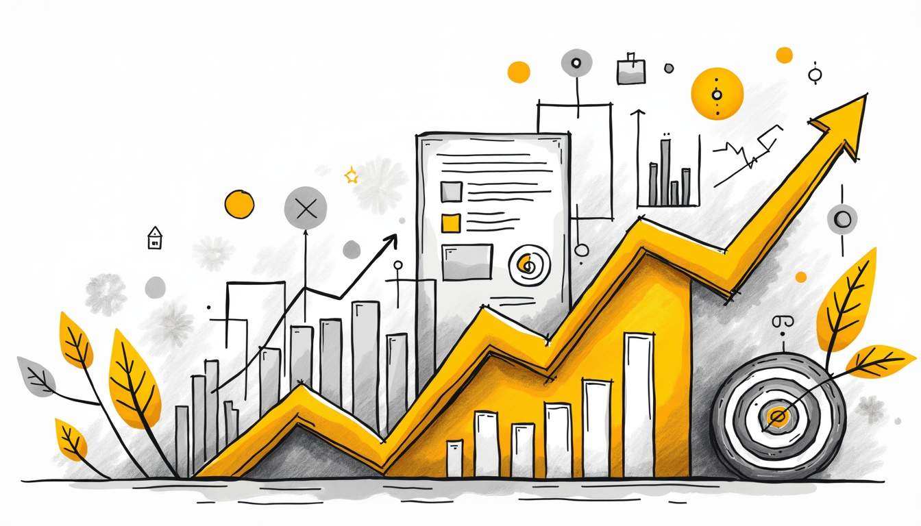 An abstract representation of various key performance indicators (kpis) such as graphs