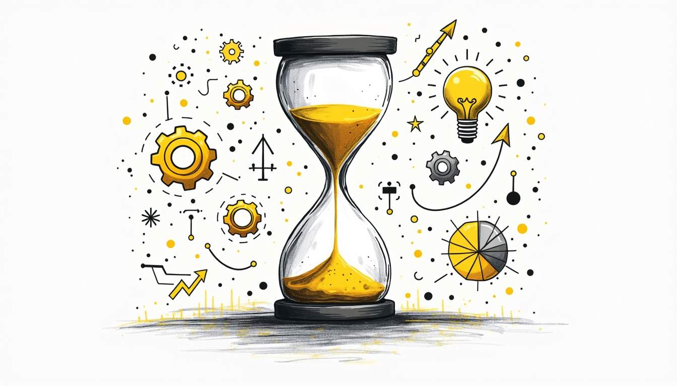 An hourglass with sand flowing through it