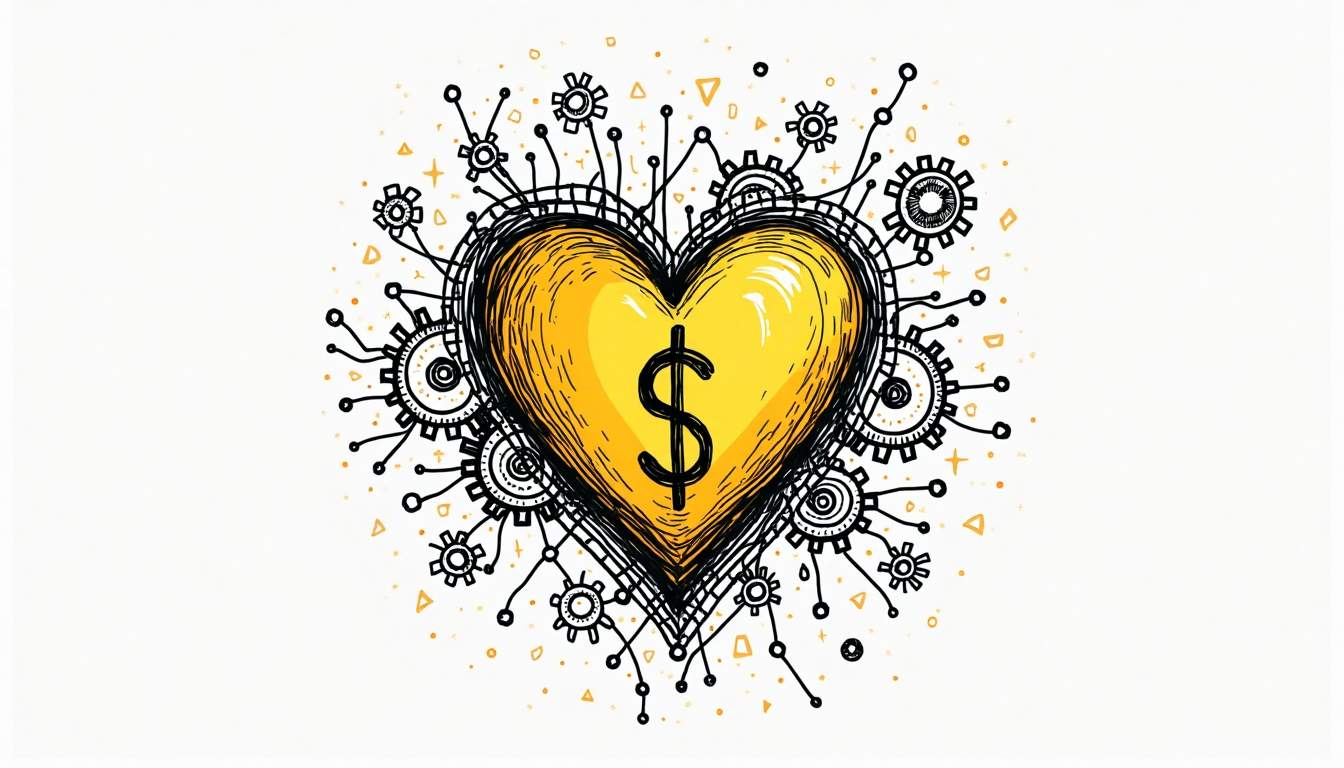 A heart intertwined with a dollar sign