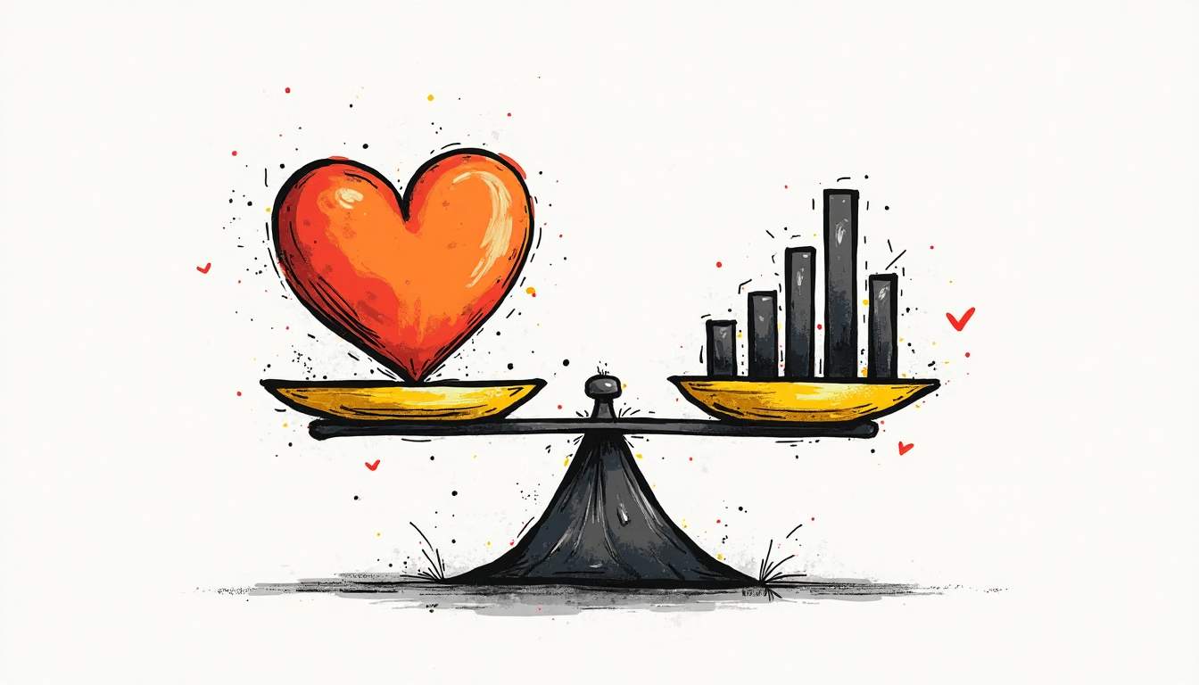 An abstract scale balancing two distinct elements: on one side