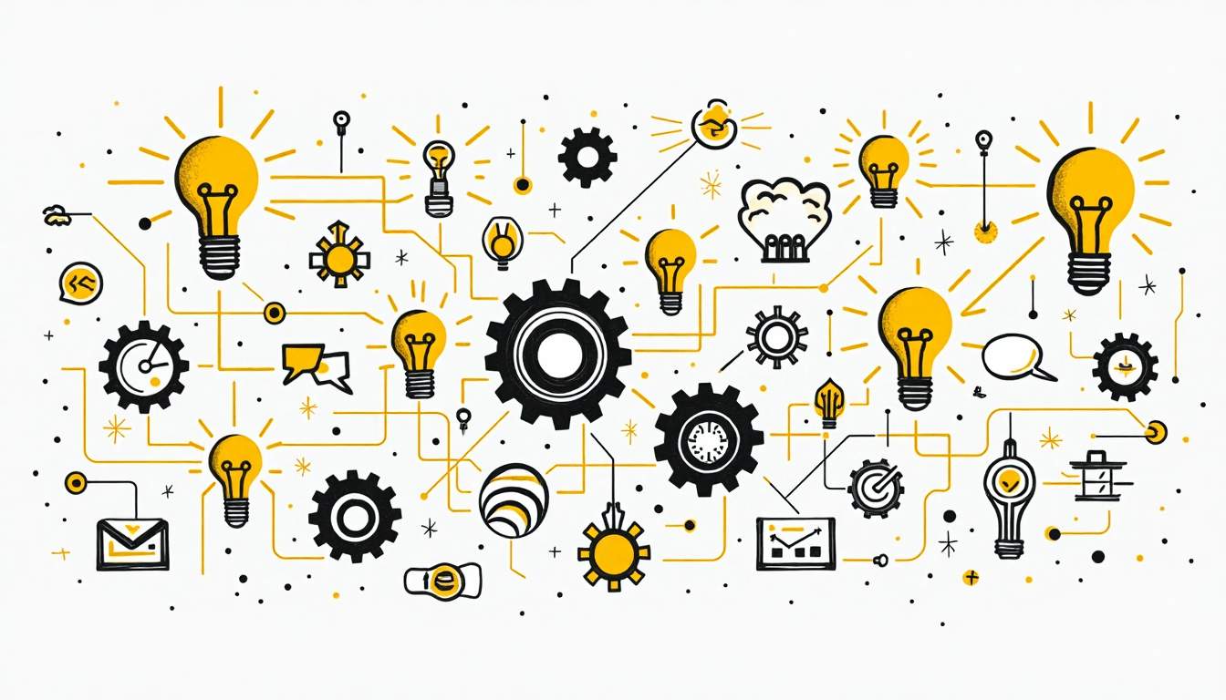 An interconnected web of diverse elements representing collaboration and shared ideas