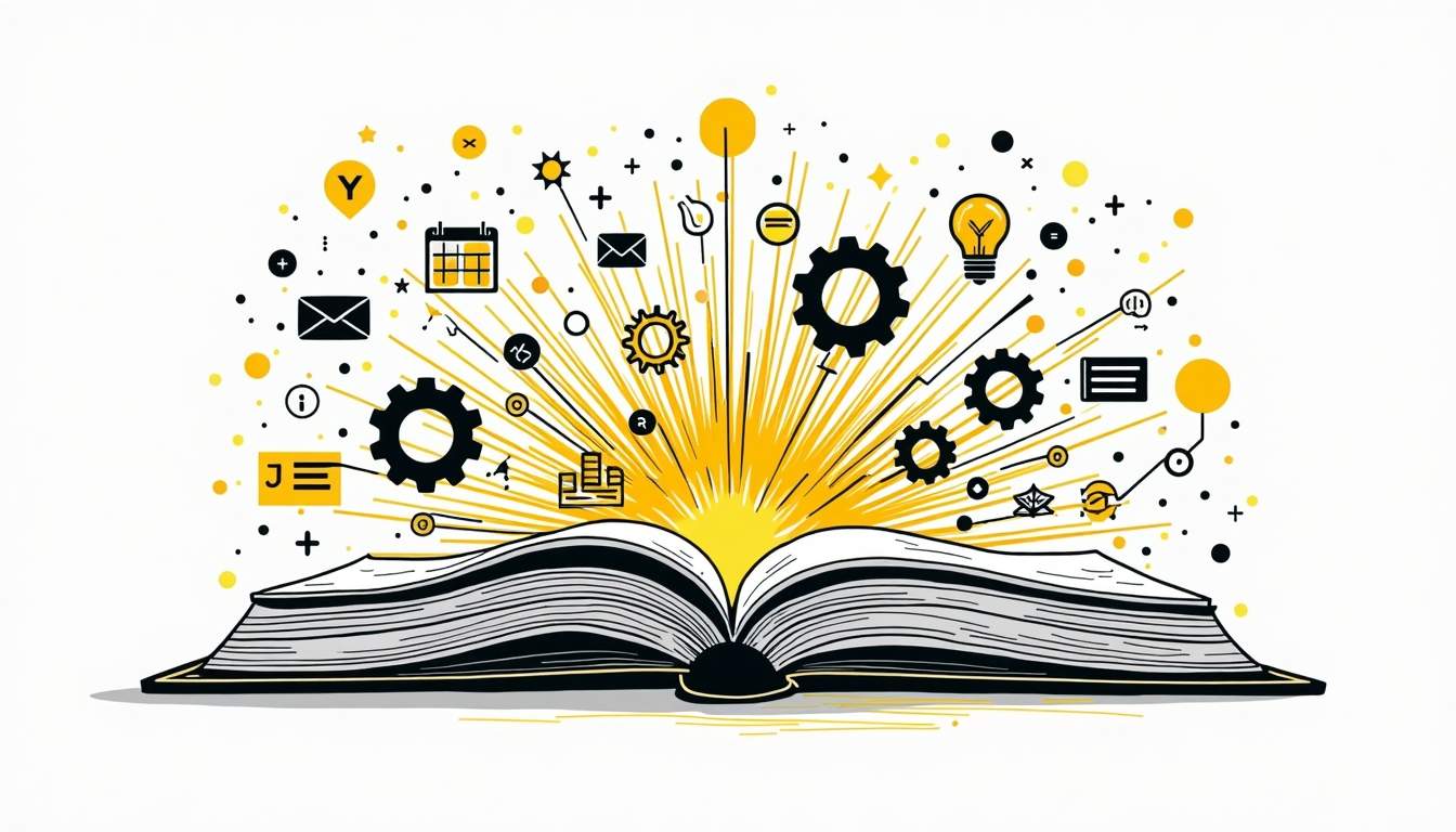 An open playbook filled with various marketing tools and ai elements